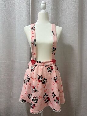 Hot Topic Disney Mickey Mouse & Minnie Mouse Hearts Suspender Skirt Size Small